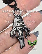 Load image into Gallery viewer, Matte Black metal zipper pull shaped like a dripping inky cap mushroom. The pull has a detailed design with a textured surface.