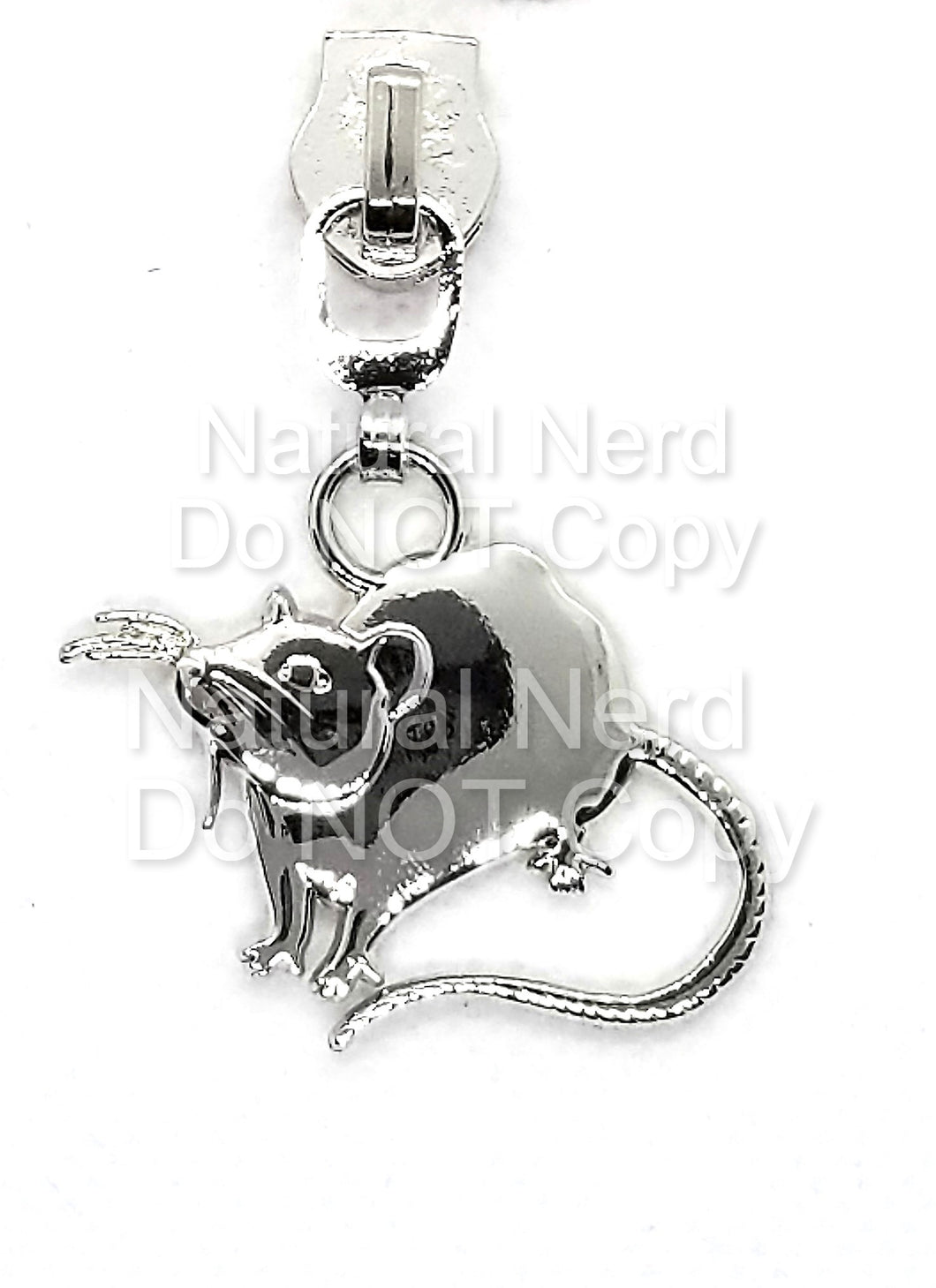 Shiny Nickel Rat Zipper Pull