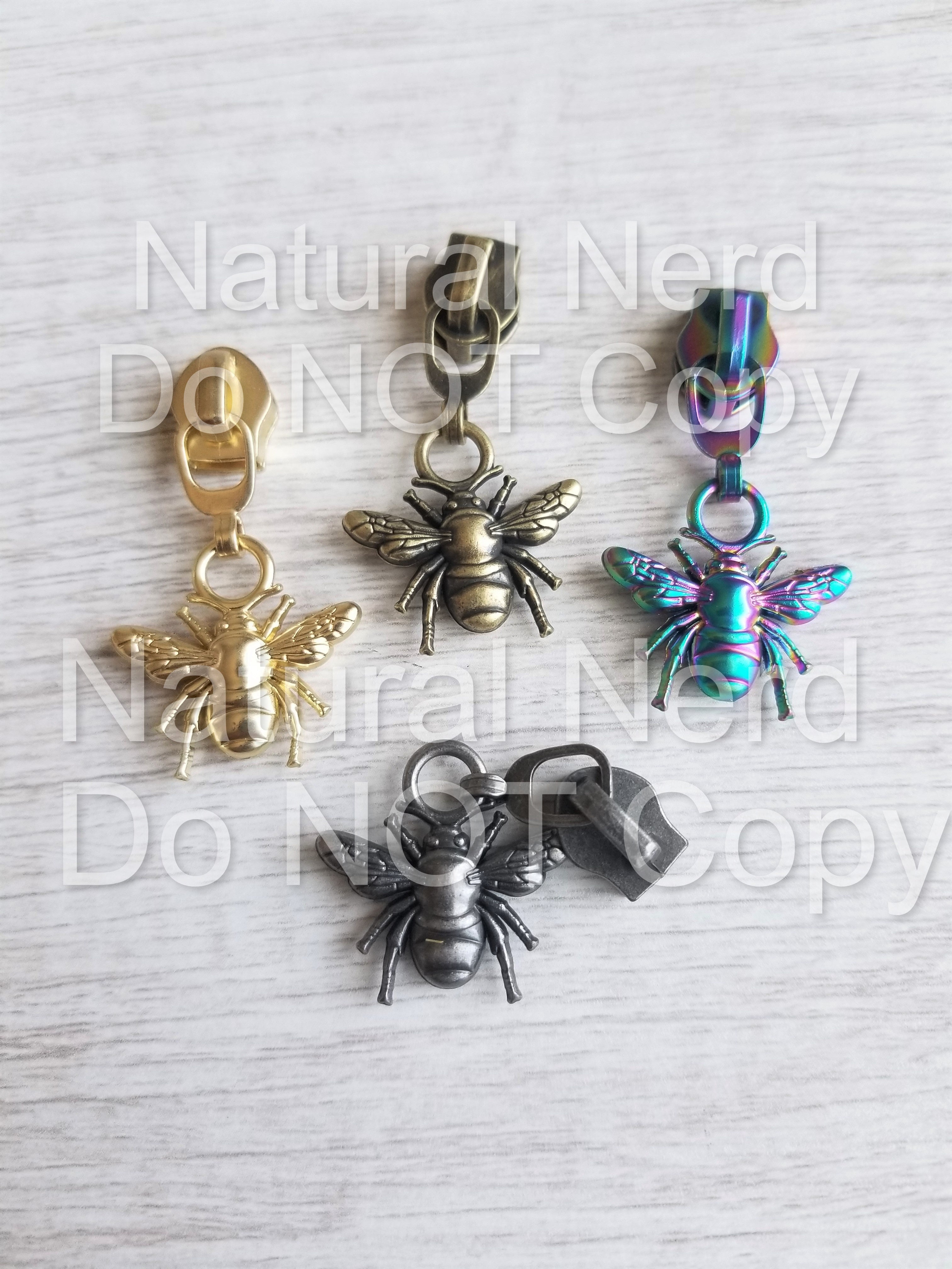 Bee Zipper Pull – Natural Nerd Fabrics and Hardware