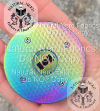 Load image into Gallery viewer, Hand holding a full moon snap to the show the back side of the product which indicates the two plate parts are secured with four included screws.
