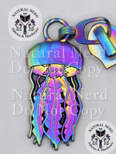 Load image into Gallery viewer, close up of a matte rainbow colored jellyfish zipper pull
