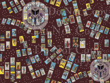 Load image into Gallery viewer, Pattern of tarot cards on a brown background with 'Natural Nerd' logo watermark.

